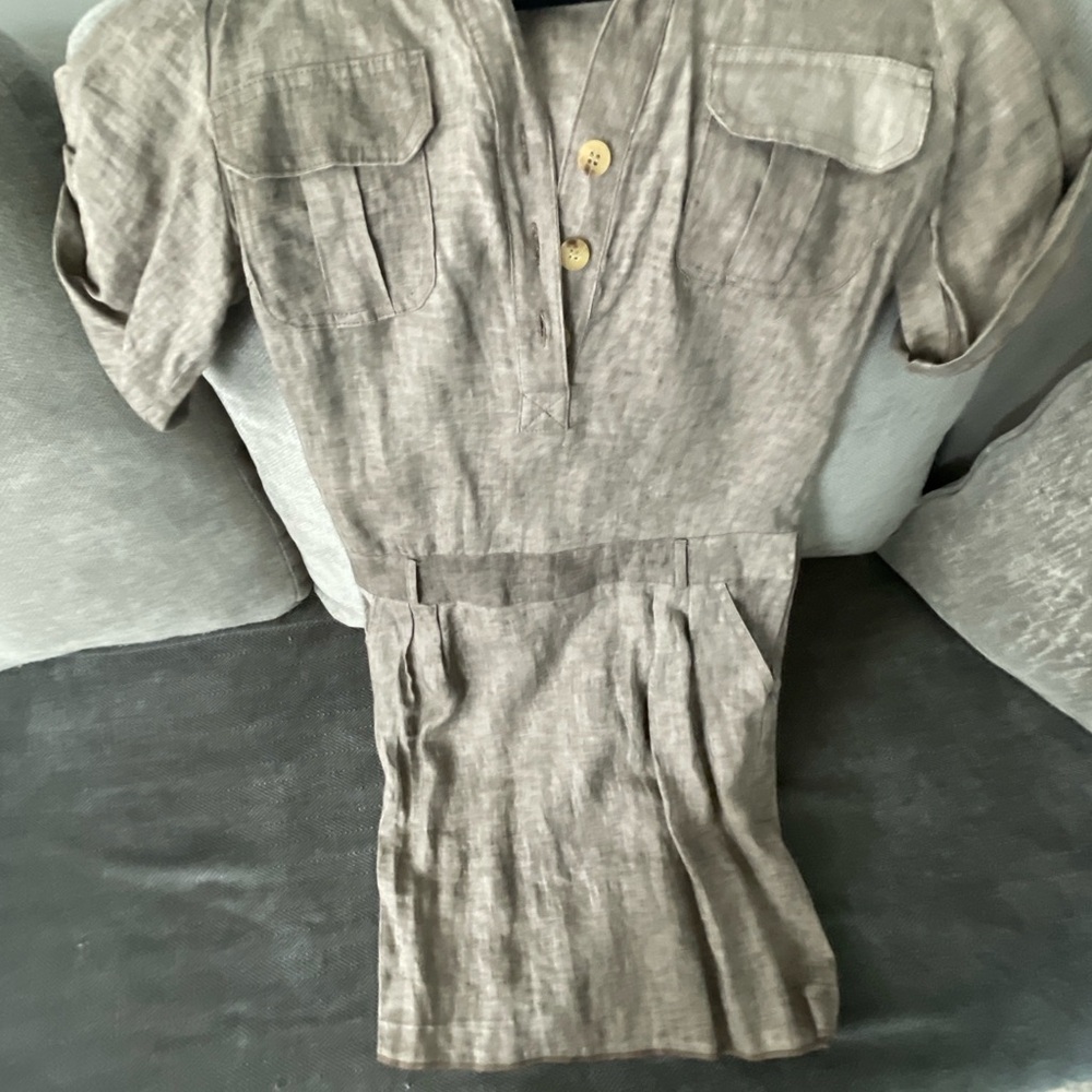 Elegant Beige Button-Down Dress